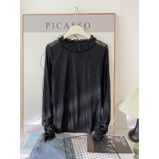 批发<b class='q'>韩国</b>杏2024早秋新款娃娃领宽松花边长袖内搭打底蕾丝衫女上衣