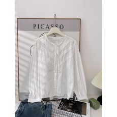 批发抖音网红爆款白色系列女上衣长袖蕾丝<b class='q'>娃娃领</b>纯白衬衣内搭单穿