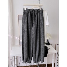 批发深色垂感慵懒加绒直简束脚<b class='q'>裤</b>女秋冬<b class='q'>韩版</b>松紧腰抽绳休闲长<b class='q'>裤</b>