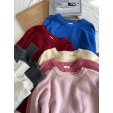 批发基础款毛衣女简约纯色百搭圆领套头冬季新款<b class='q'>宽松</b>休闲<b class='q'>针织衫</b>