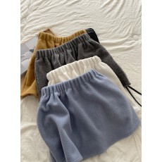 批发女孩冬季韩系<b class='q'>百搭</b>松紧腰毛毛短半身裙有口袋有内衬呢子短裙