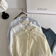 批发学院风甜美减龄气质白<b class='q'>衬衫</b>女春夏新款小清新洋气小衫别致<b class='q'>衬衣</b>