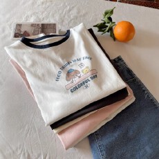 批发爆款2026新款<b class='q'>韩版</b>夏季短袖纯棉t恤撞色宽松百搭上衣女装ins潮