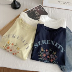 批发美式复古绘画花瓶显瘦短袖t恤女2026新款爆款设计感小众上衣