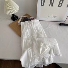白色半身裙女2026新款A字大摆裙中长款春夏蕾丝花边蓬蓬伞裙