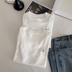 批发OOTD<b class='q'>潮牌</b>刺绣t恤短袖宽松复古原宿风bf纯棉学生情侣上衣潮女