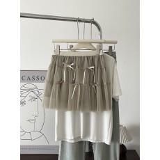 批发半身裙夏季仙女<b class='q'>高腰</b>蓬蓬显瘦防走光蛋糕裙a字百褶网纱短裙女