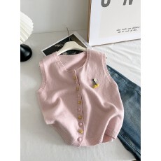 批发复古针织马甲背心女秋冬外搭新款宽松慵懒风叠穿无袖毛衣马夹
