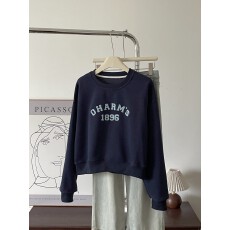 批发秋装新款韩系字母立体刺绣<b class='q'>圆领</b>显瘦上衣休闲宽松长袖<b class='q'>卫衣</b>女