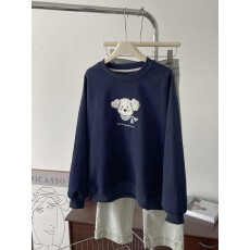 批发档口实拍趣味绣花狗字母图案加厚<b class='q'>卫衣</b>女秋冬新款圆领上衣