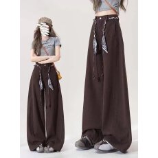 批发青少年拼接弯刀裤子春秋2025新款女孩春季休闲卫裤初中生<b class='q'>牛仔裤</b>