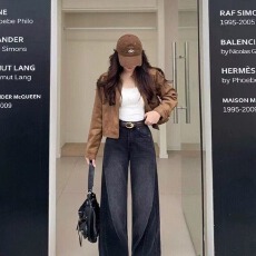 批发黑灰色<b class='q'>牛仔裤</b>女2025秋冬新款高腰薄绒修身显瘦紧身加绒小脚铅笔裤