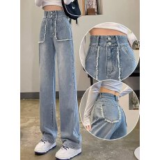 批发日系慵懒ins时尚流行新款潮流百搭简约文艺牛仔裤原宿气质