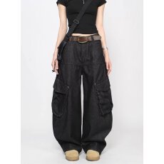 批发美式高街复古牛仔工装<b class='q'>裤</b>女2025新款vibe<b class='q'>宽松</b>显瘦直筒阔腿拖地<b class='q'>裤</b>子