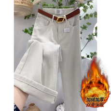 批发<b class='q'>白色</b>裤子阔腿<b class='q'>牛仔裤</b>女2026年春季新款高腰显瘦小个子宽松直筒裤