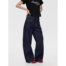 批发新款春秋季美式<b class='q'>时尚</b>牛仔裤阔腿宽松直筒气质垂感拖地裤子男女款