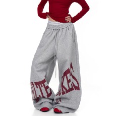 批发美式复古字母印花卫裤男女宽松直筒阔腿拖地<b class='q'>百搭</b>长裤子辣妹
