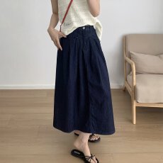 批发牛仔半身裙女中长款高腰显瘦2025新款夏季薄款休闲百搭弹力a字裙