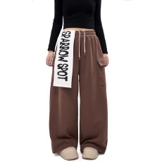 批发NECOYEP 美式设计感字母拼布阔腿卫裤男女宽松百搭潮流长裤