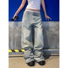 批发复古阔腿牛仔<b class='q'>裤</b>女夏季2026年新款高腰烫钻<b class='q'>显瘦</b>遮跨直筒拖地<b class='q'>裤</b>子