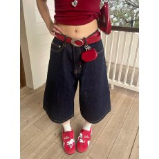 批发夏季2026新款<b class='q'>牛仔</b>裤短裤女高腰显瘦大码时尚小众宽松阔腿A字热裤