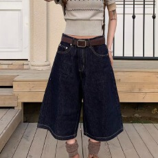 批发夏季2026新款<b class='q'>牛仔</b>裤短裤女高腰显瘦大码时尚小众宽松阔腿A字热裤