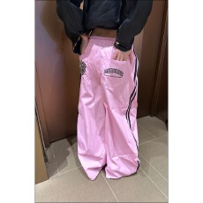 批发美式复古两杠波点字母刺绣抽绳阔腿裤男女宽松休闲直筒长裤