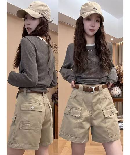 아메리칸 하이웨이스트 워크웨어 데님 반바지 여성 여름 2026 새로운 디자인 센스 작은 대중 한 마디 다용도 넓은 다리 핫 바지