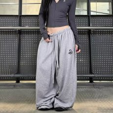 批发早秋美式复古运动裤女2026新款春秋高腰阔腿休闲健身跳舞裤子