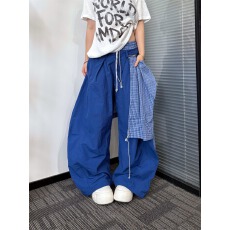批发美式<b class='q'>街头</b>可拆卸格子屁帘休闲裤男女宽松爵士舞弯刀阔腿裤潮