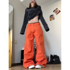 老钱风褶皱休闲裤秋季潮流宽松直筒裤美式复古阔腿拖地