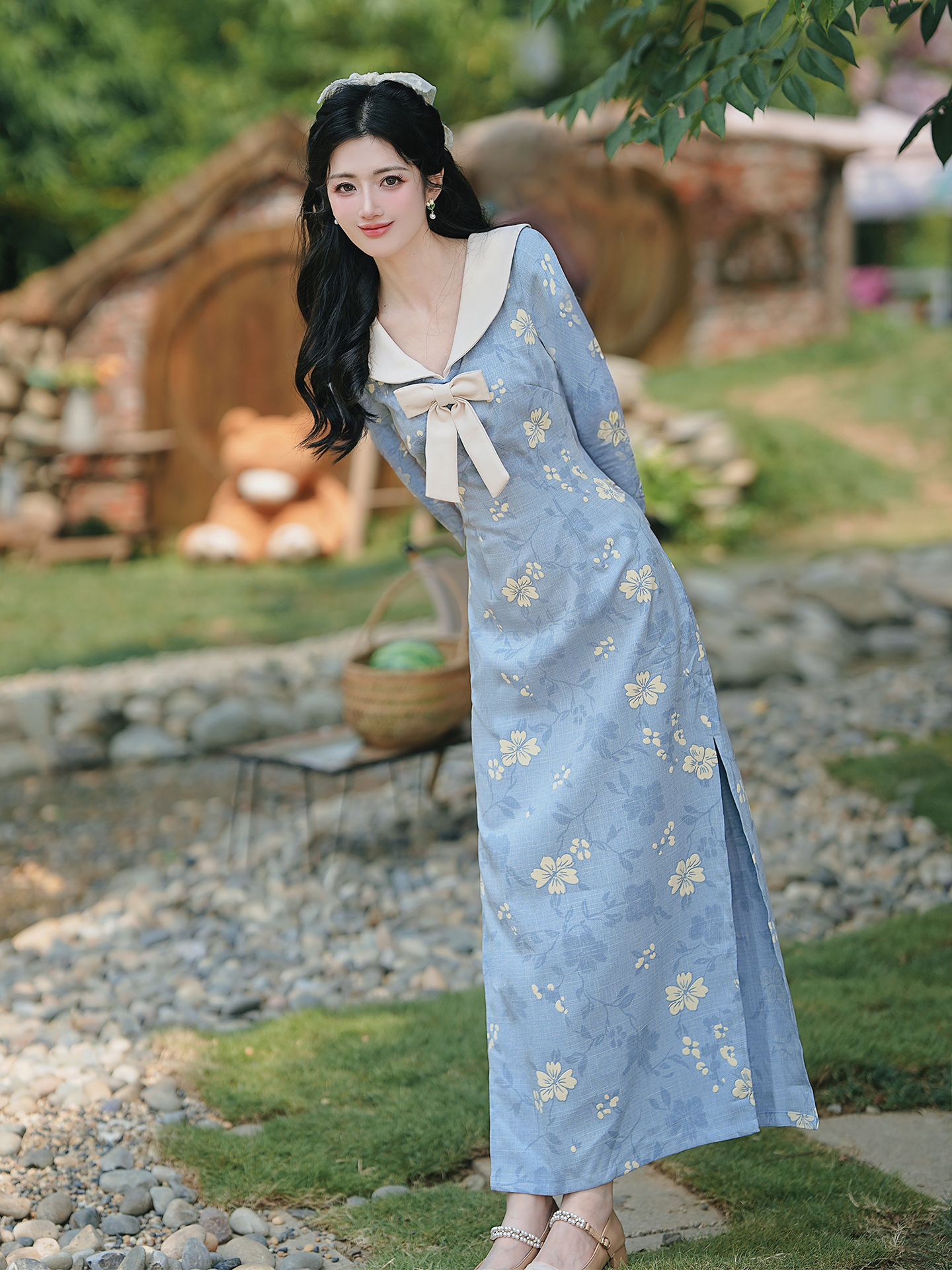 MY13237# 娃娃领短袖连衣裙小清新日常可穿女裝貨源服裝批發