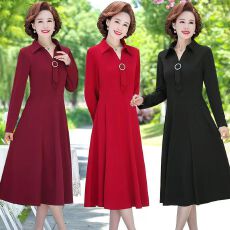 批发气质新款中年<b class='q'>妈妈</b>装秋装连衣裙中长款显瘦大码<b class='q'>中老年</b>女装<b class='q'>裙子</b>长袖