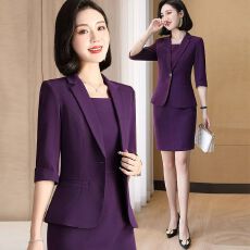 批发职业套装女2025新款春夏西装套裙<b class='q'>连衣裙</b>两件套修身时尚正装工作服