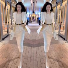 批发2479大爱美依缘2024新款时尚OL套装裙<b class='q'>西装</b>外套+连衣裙两件套女装