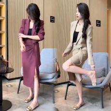 批发单/套装 <b class='q'>西装</b>裙套装2025春季新款高级感西服上衣开叉半身裙两件套