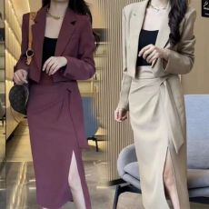 批发单/套装 <b class='q'>西装</b>裙套装2025春季新款高级感西服上衣开叉半身裙两件套
