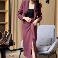 批发单/套装 <b class='q'>西装</b>裙套装2025春季新款高级感西服上衣开叉半身裙两件套
