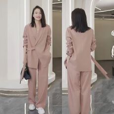 批发大嫂同款2025春秋新款<b class='q'>大码</b>胖mm宽松减龄阔腿裤两件套<b class='q'>西装</b>套装女