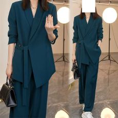 批发大嫂同款2025春秋新款<b class='q'>大码</b>胖mm宽松减龄阔腿裤两件套<b class='q'>西装</b>套装女