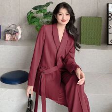 批发大嫂同款2025春秋新款大码胖mm宽松减龄阔腿裤两件套西装<b class='q'>套装</b>女