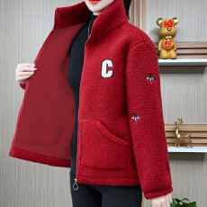 批发<b class='q'>妈妈</b>冬装棉衣加厚颗粒外套洋气新款秋冬加绒羊羔绒保暖棉袄棉服