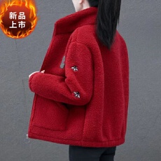 批发<b class='q'>妈妈</b>冬装棉衣加厚颗粒外套洋气新款秋冬加绒羊羔绒保暖棉袄棉服