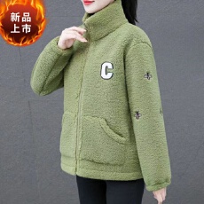 批发<b class='q'>妈妈</b>冬装棉衣加厚颗粒外套洋气新款秋冬加绒羊羔绒保暖棉袄棉服