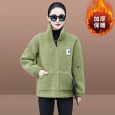 批发<b class='q'>妈妈</b>冬装棉衣加厚颗粒外套洋气新款秋冬加绒羊羔绒保暖棉袄棉服