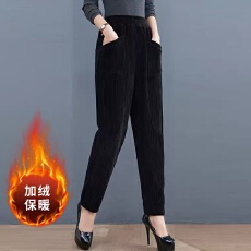 批发雪尼尔萝卜裤春秋冬哈伦裤女宽松高腰条绒<b class='q'>女裤</b>加绒加厚显瘦灯笼裤