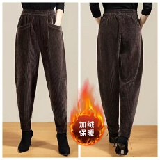 批发雪尼尔萝卜裤春秋冬哈伦裤女宽松高腰条绒<b class='q'>女裤</b>加绒加厚显瘦灯笼裤