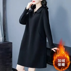 批发大码洋气女装连衣裙胖妈妈气质秋季新款休闲减龄<b class='q'>时尚</b>翻领显瘦衣裙