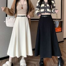 批发灰色<b class='q'>西装</b>百褶半身裙女春夏新款遮胯梨形穿搭中长款大摆a字长裙子