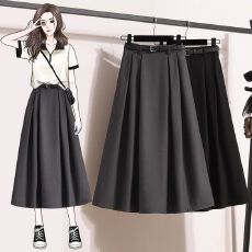 批发灰色<b class='q'>西装</b>百褶半身裙女春夏新款遮胯梨形穿搭中长款大摆a字长裙子